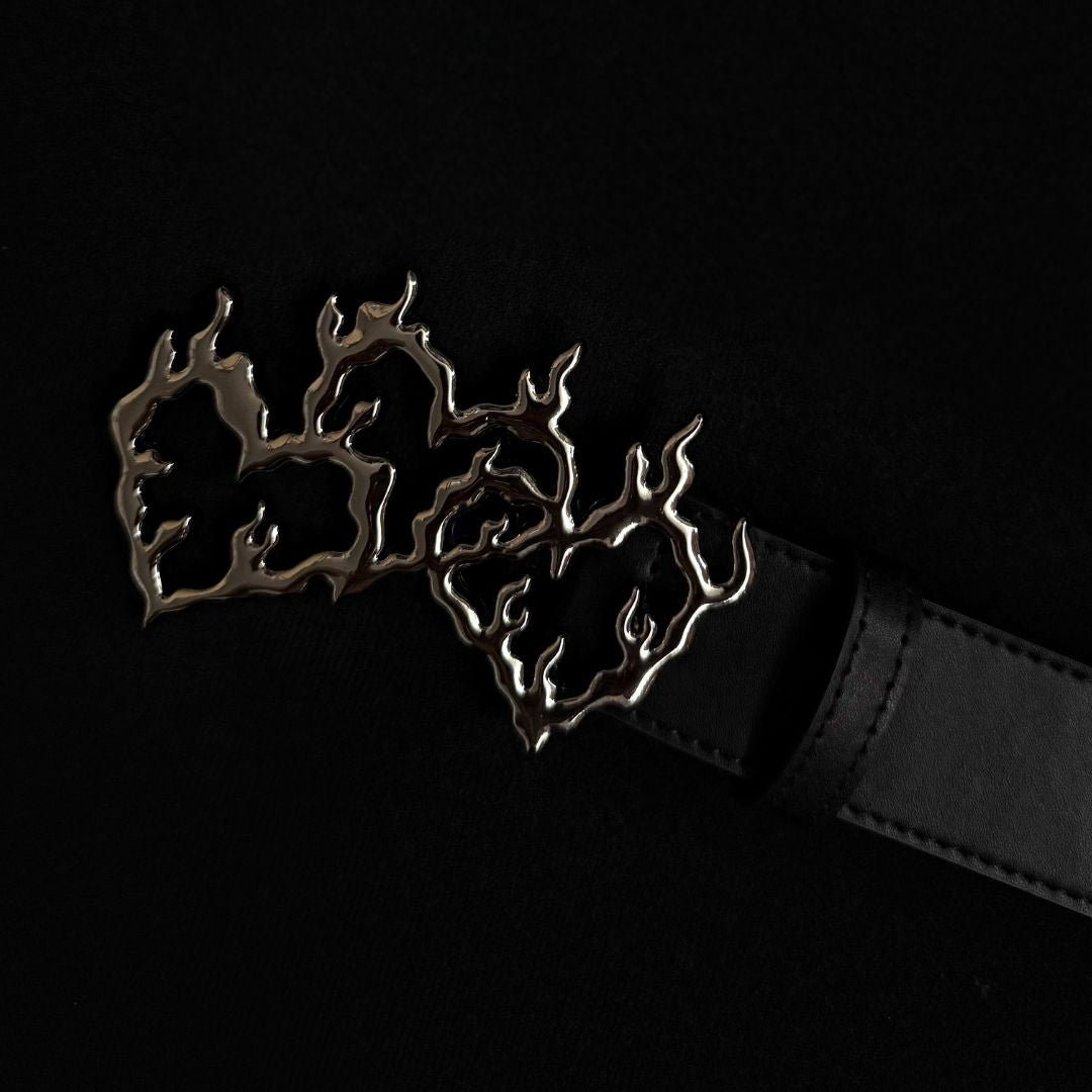 FLAME HEARTS BELT - Silver