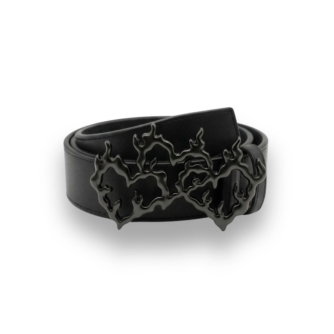 FLAME HEARTS BELT - Black