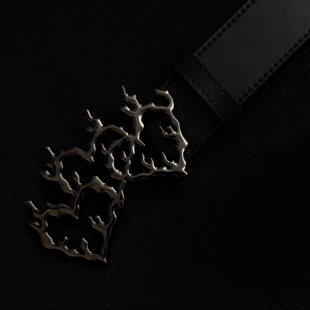FLAME HEARTS BELT - Black