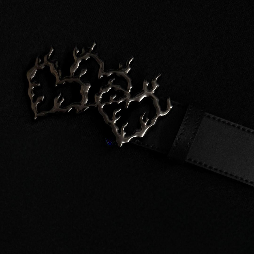 FLAME HEARTS BELT - Black