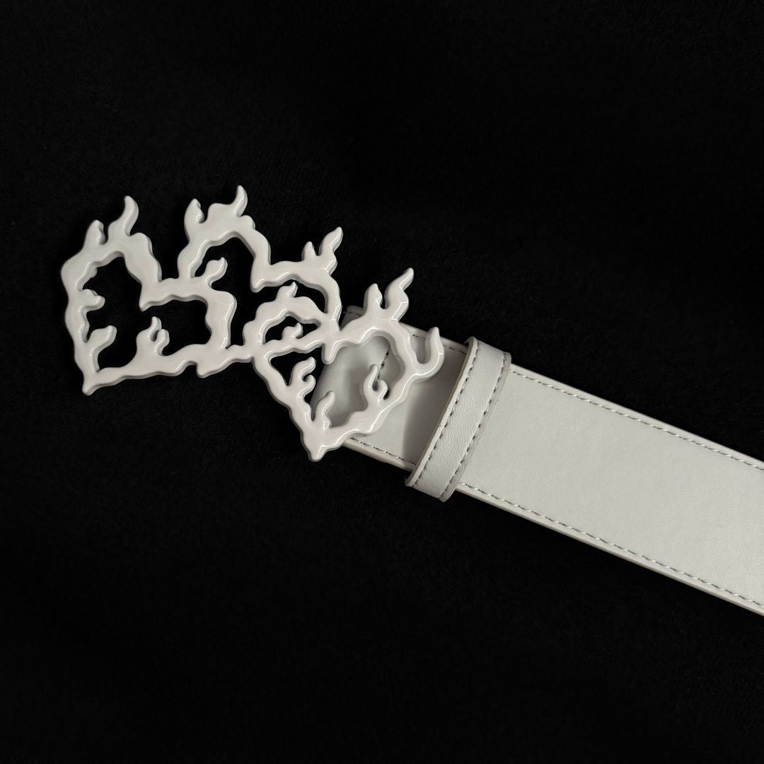 FLAME HEARTS BELT - White