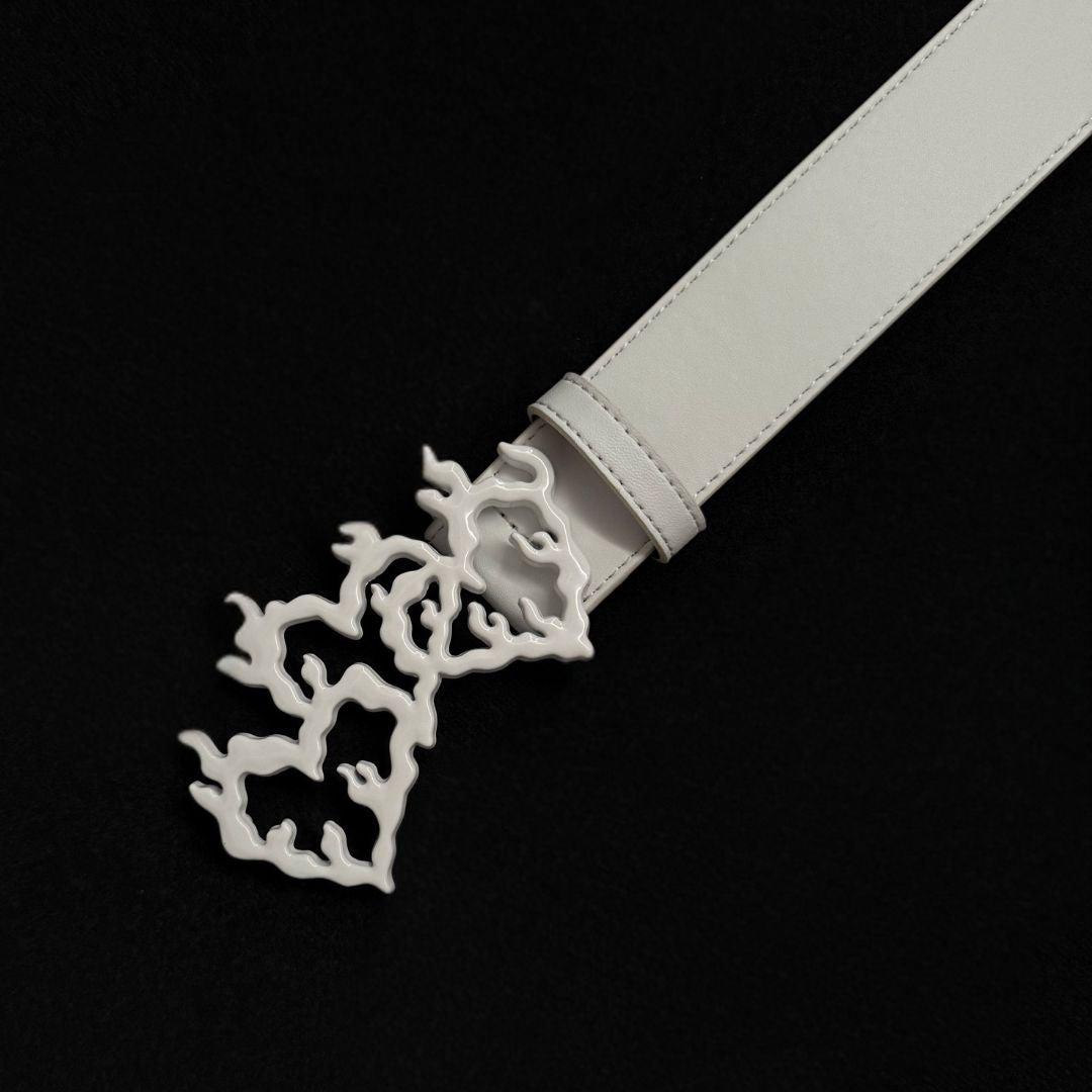 FLAME HEARTS BELT - White