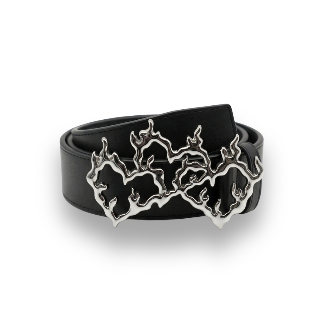 FLAME HEARTS BELT - Silver